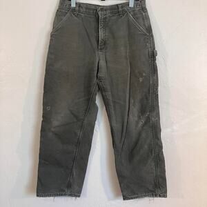 Carhartt Vintage‎ 90s Canvas Flannel Lined Olive Green Distressed Workwear Pants